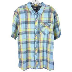 O’Neill Mens Plaid Button Down Shirt Short Sleeve Size M